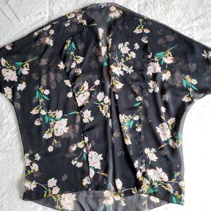 Charlotte Russe Black Floral Kimono - size small